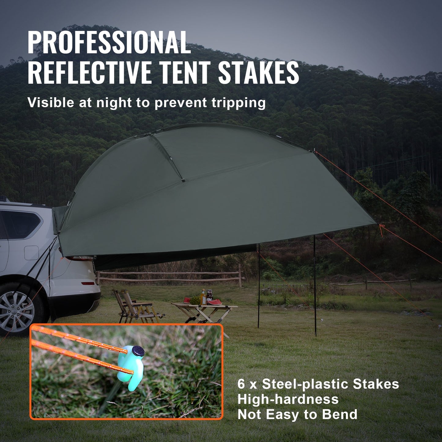 VEVOR Vehicle Awning, Large 10' x 7' Shade Coverage Car Side Awning, PU2000mm UV50+