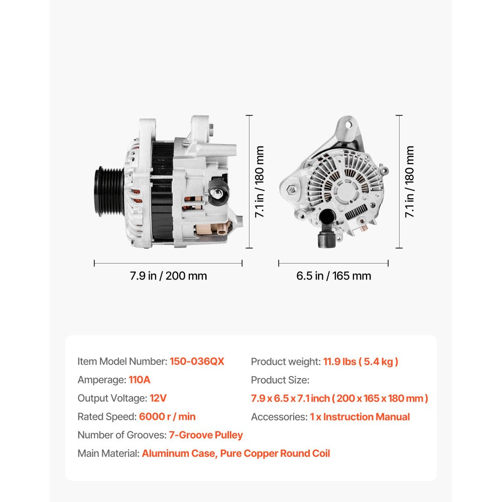 Alternator Car Alternator Replacement for Honda Accord L4 2.4L 2013-2017