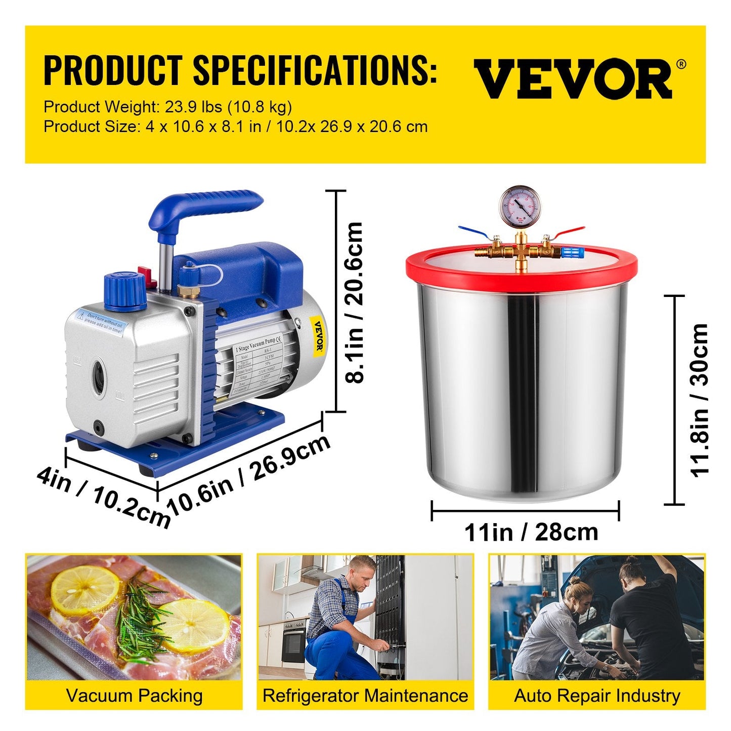 5 Gallon Vacuum Chamber Kit with 0.75m³/min Pump & Silicone Degassing System