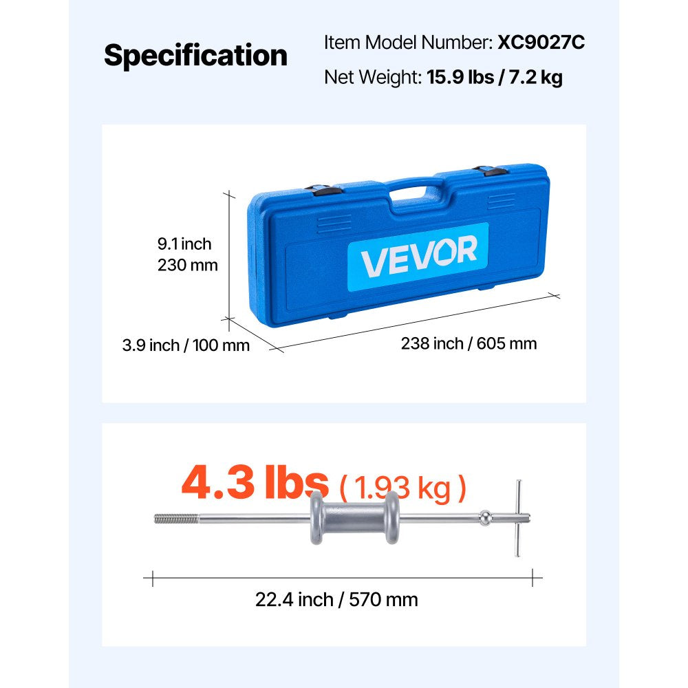 9-Way Slide Hammer Puller Set Front Rear Wheel Hub Bearing Remover 15PCS