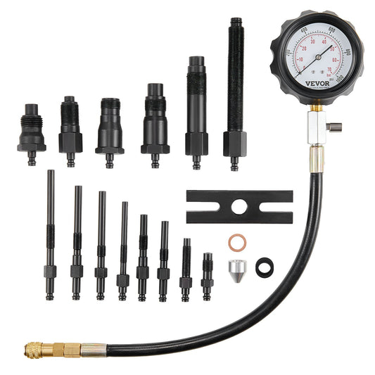 VEVOR Diesel Engine Compression Tester, 18 pcs Cylinder Pressure Test Tool Kit,
