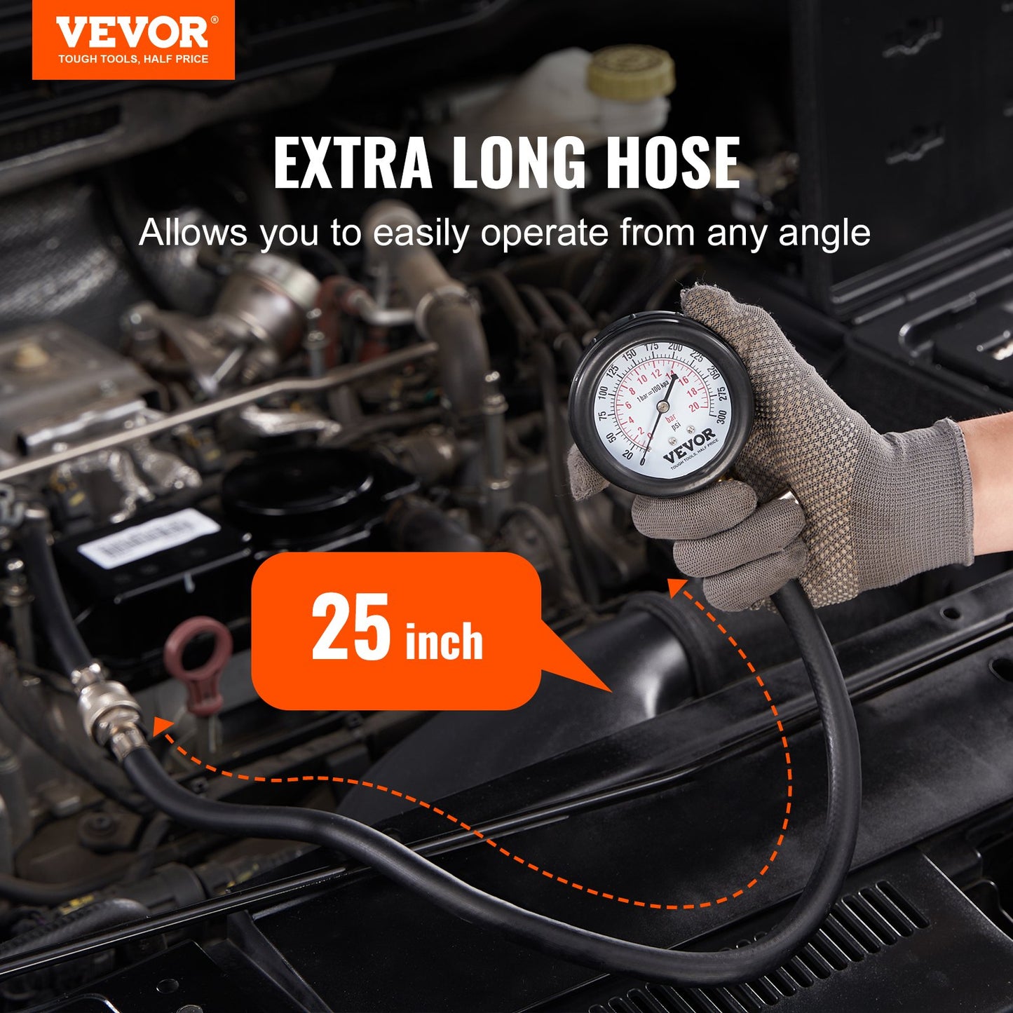 VEVOR Compression Tester Adapter Kit, 9 Pcs Automotive Engine Cylinder Leak Down