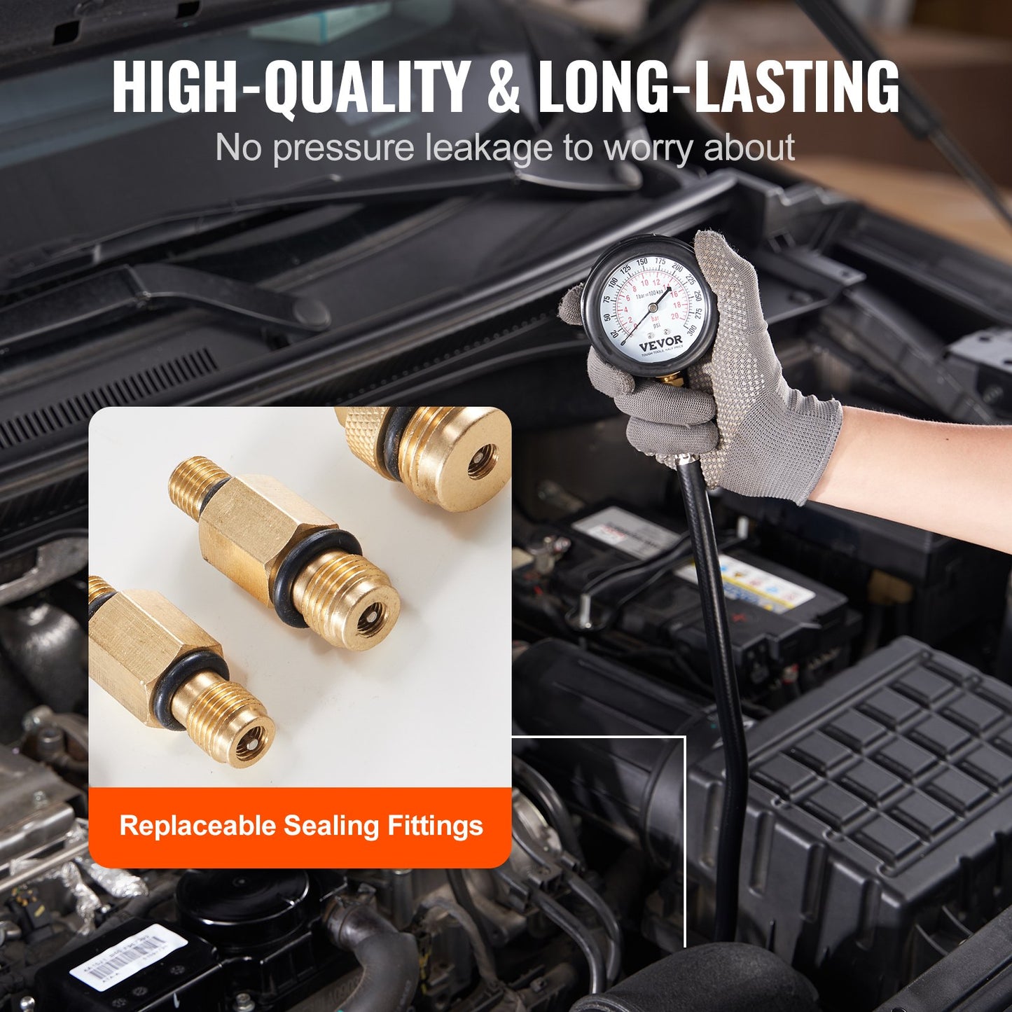 VEVOR Compression Tester Adapter Kit, 9 Pcs Automotive Engine Cylinder Leak Down
