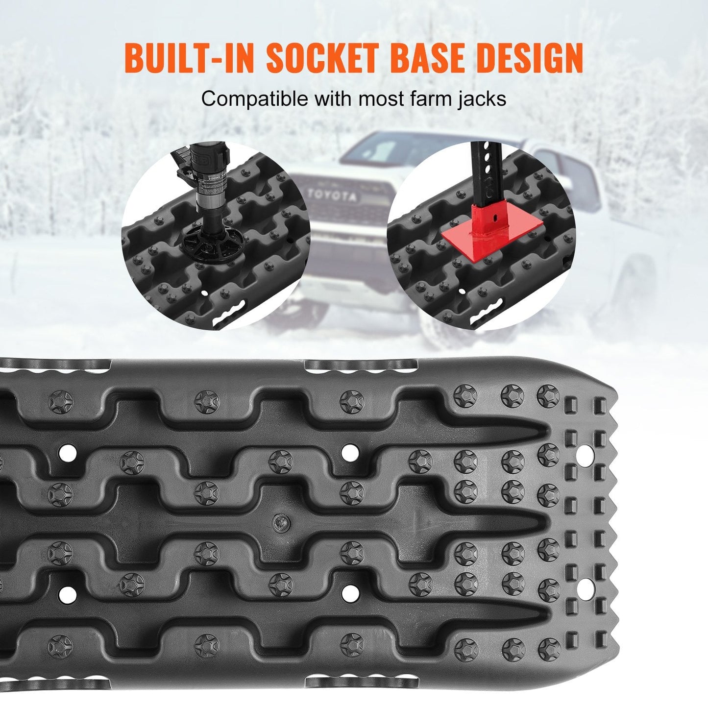 Heavy-Duty Traction Boards for Mud, Snow, Sand with Storage Bag, Black (2m, 10-ton)
