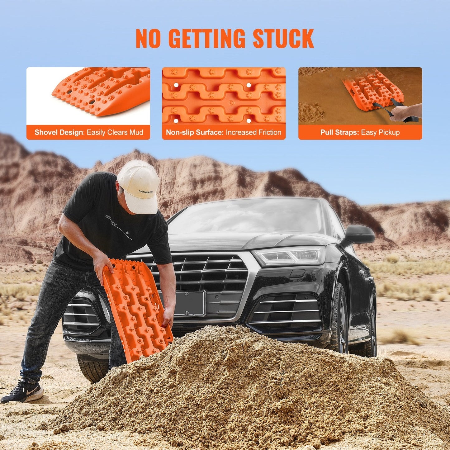 Heavy-Duty Traction Boards for Mud, Snow, Sand with Storage Bag, 10-Ton Capacity