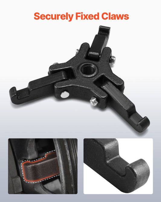 Harmonic Balancer Puller Kit, Adjustable 3-Jaw Puller Fits Most Late Model Vehicles, 3-Jaw Pulley Puller Set with 4 Forcing Rods for Removing Harmonic Balancers Without Removing the Radiator