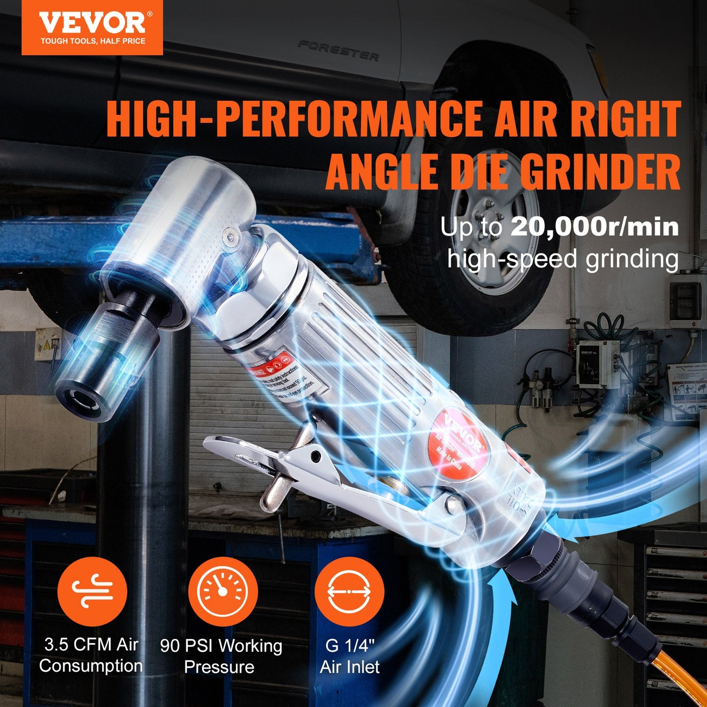 VEVOR Air Angle Die Grinder, 1/4" Right Angle Die Grinder (20000RPM), Heavy Duty