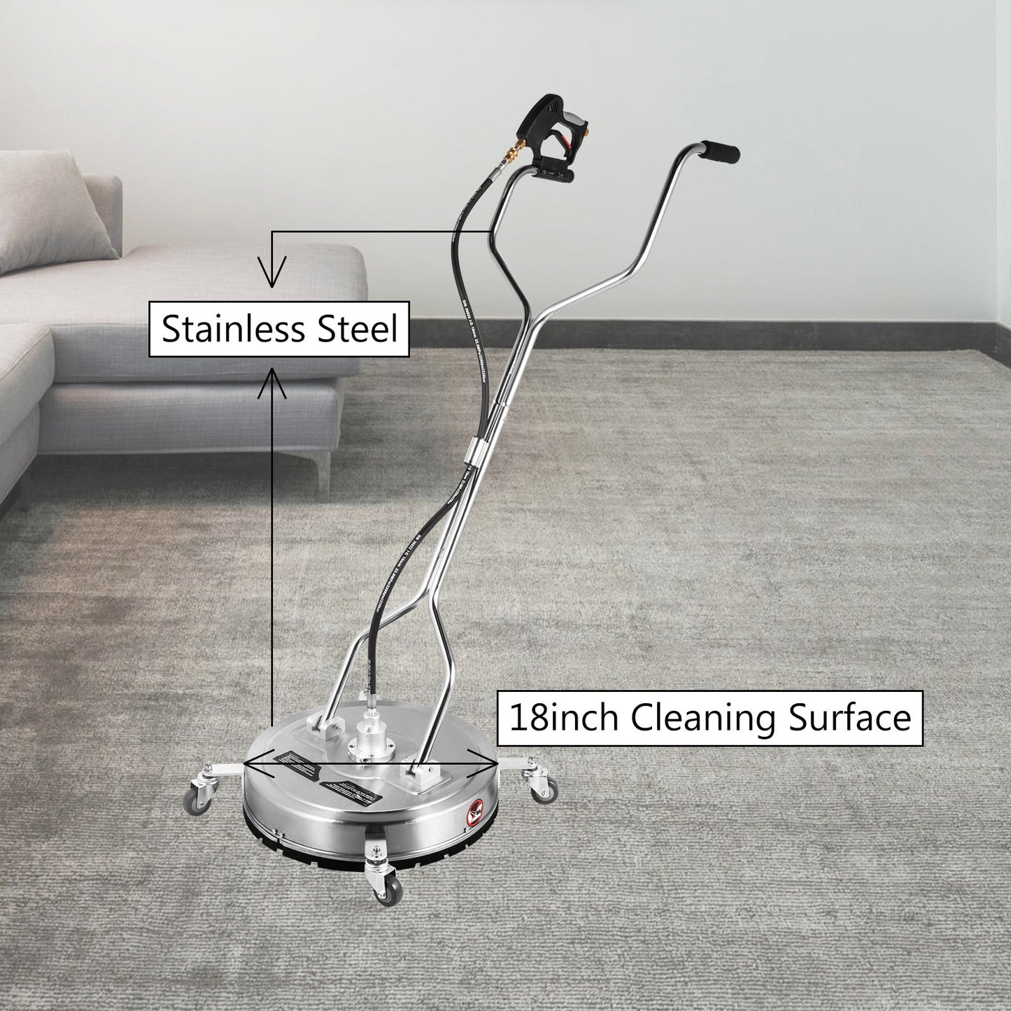VEVOR Surface Cleaner 18 inch Flat Surface Cleaner for Pressure Washer 4000psi Pressure