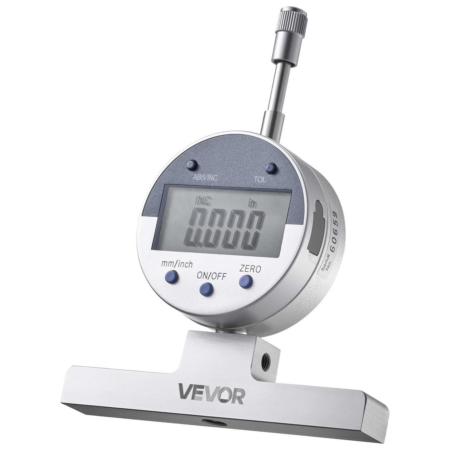 Depth Gauge, Depth Micrometer Digital Electronic Indicator 0-558.8 mm Measuring Range, 0.01 mm Resolution, Precision Unit Conversion with 4 Anvils, Measuring Tool for Groove, Step, Hole