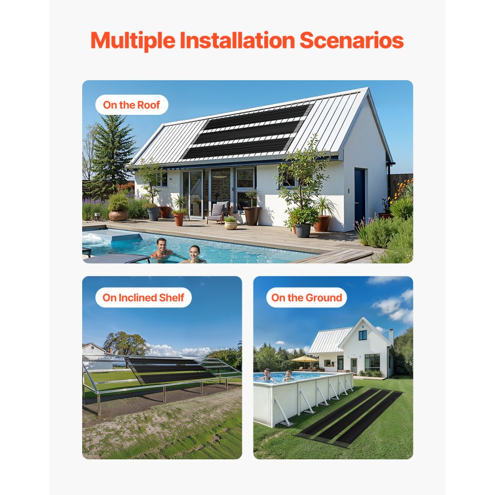 VEVOR Solar Pool Heater 1235 x 7340mm Aboveground & Inground Pool Heating System