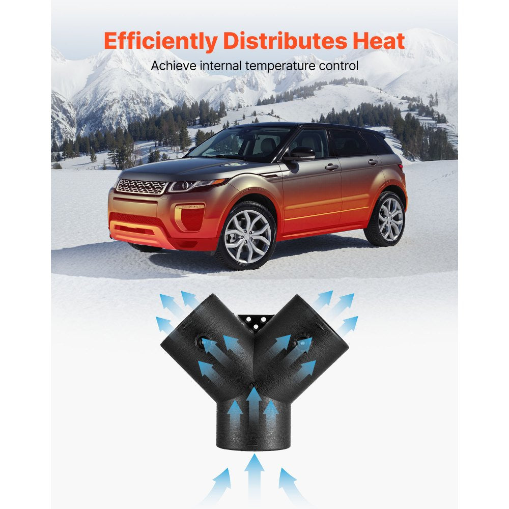 Diesel Heater Connector, 75mm Diesel Heater Duct Connector Accessories, 3-Way Y Branch Diesels Heaters Air Vent Duct with 2 90° Rotatable Valves, Black Joint Connectors for 2KW 5KW 8KW Heaters