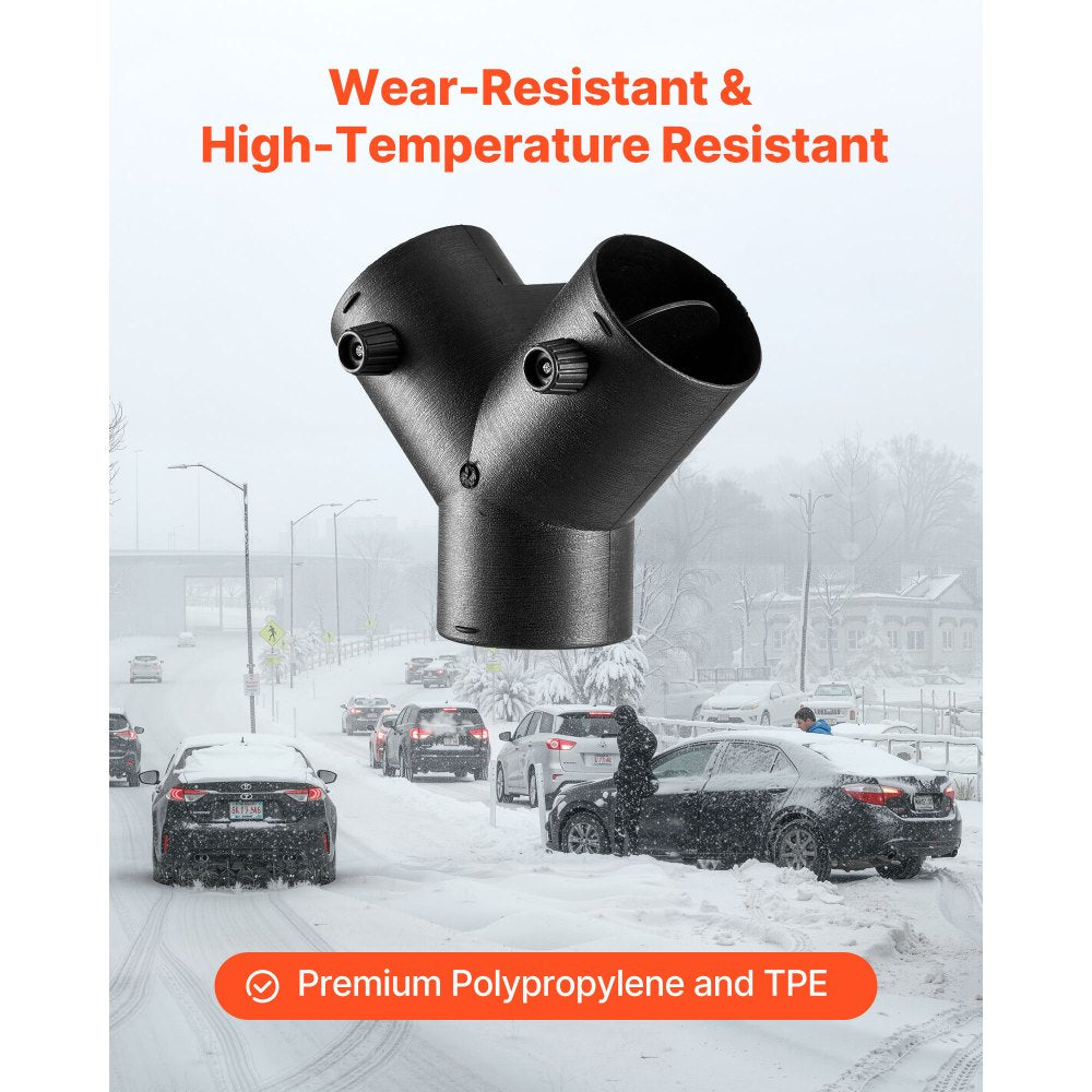 Diesel Heater Connector, 75mm Diesel Heater Duct Connector Accessories, 3-Way Y Branch Diesels Heaters Air Vent Duct with 2 90° Rotatable Valves, Black Joint Connectors for 2KW 5KW 8KW Heaters