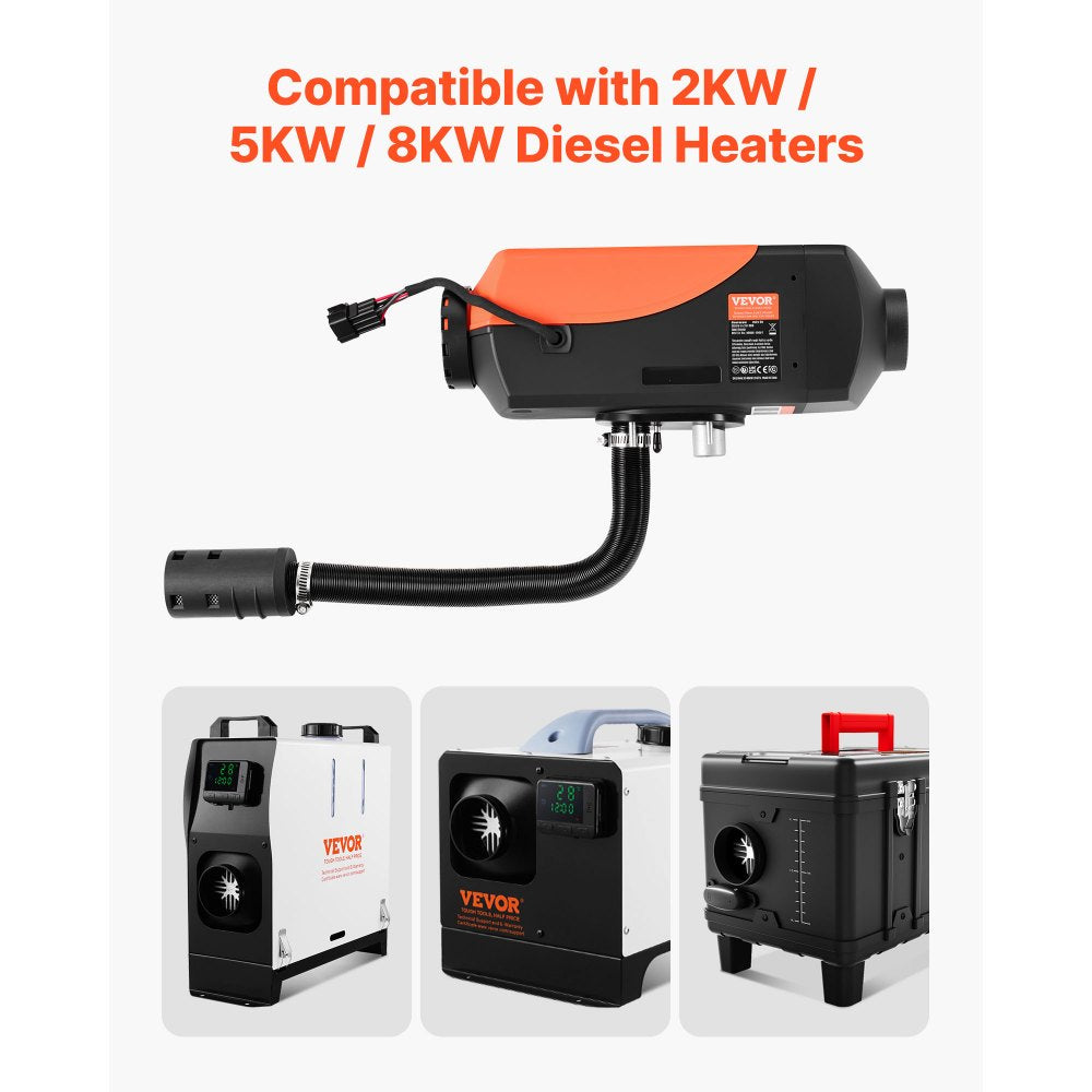 Diesel Heater Intake Pipe Kit, 25mm Car Air Parking Heater Ducting Pipe Hose Tube, Stretchable & Bendable Car Air Intake Filter Silencer Hose Pipes Kit with Clamps for 2KW 5KW 8KW Diesel Heaters