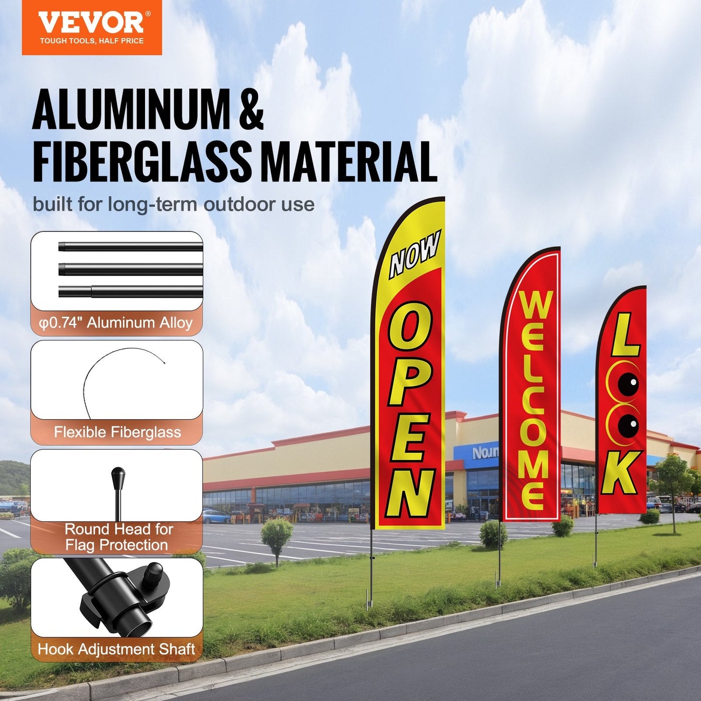 Business Advertising Feather Flag Set - 3 Designs, 16.3m Tall, 6.6kg