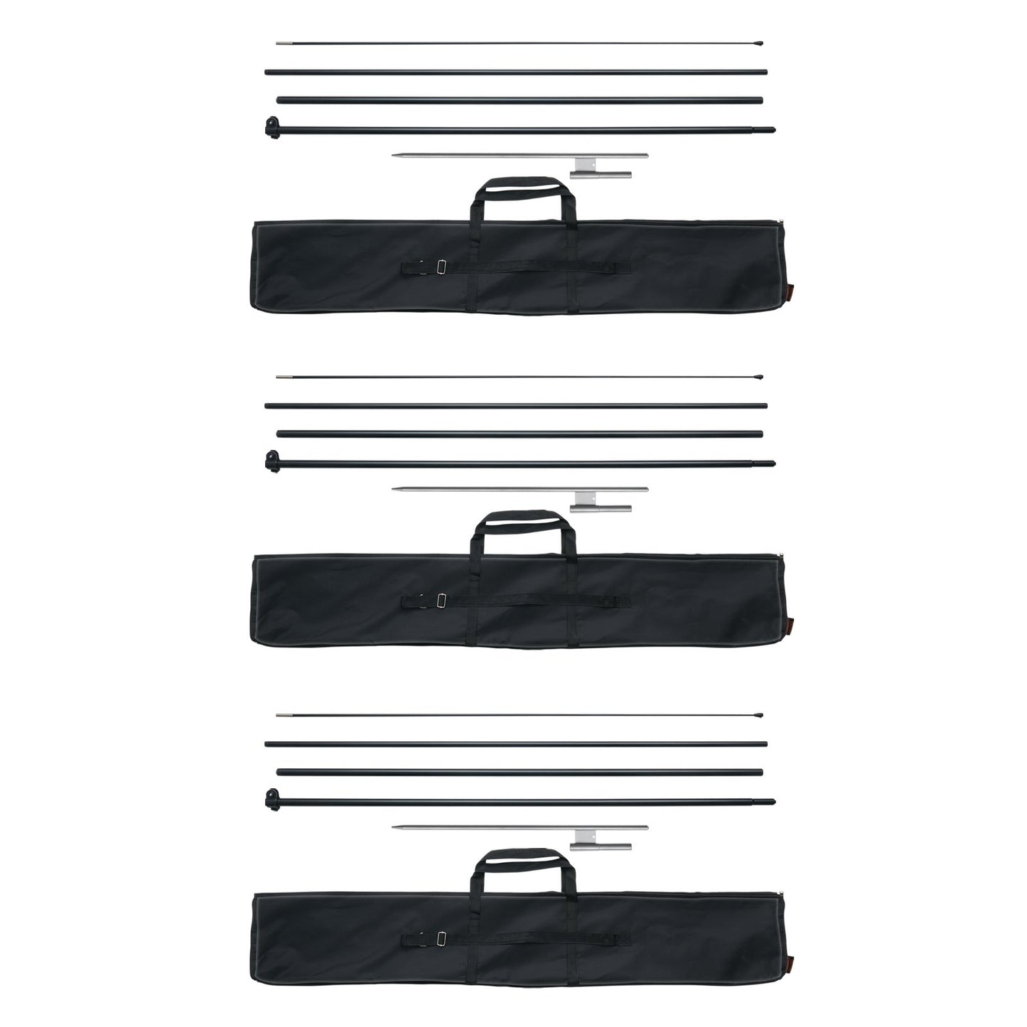 VEVOR Feather Flag Pole Kit 3 Packs Swooper Flag Pole 16.3 ft with Ground Stakes