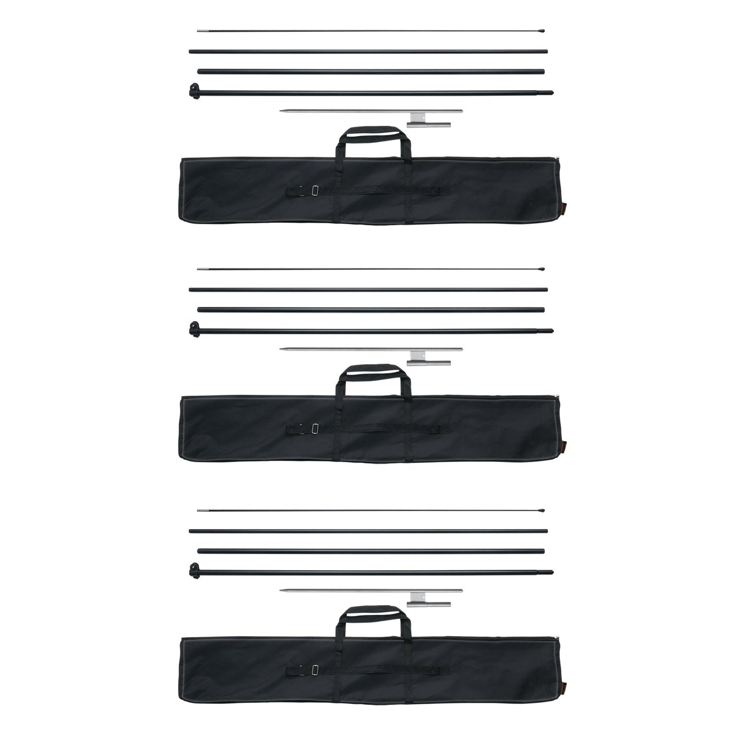 Swooper Flag Pole Kit, 3 Sets, 5m with Ground Stakes, Aluminum & Fiberglass