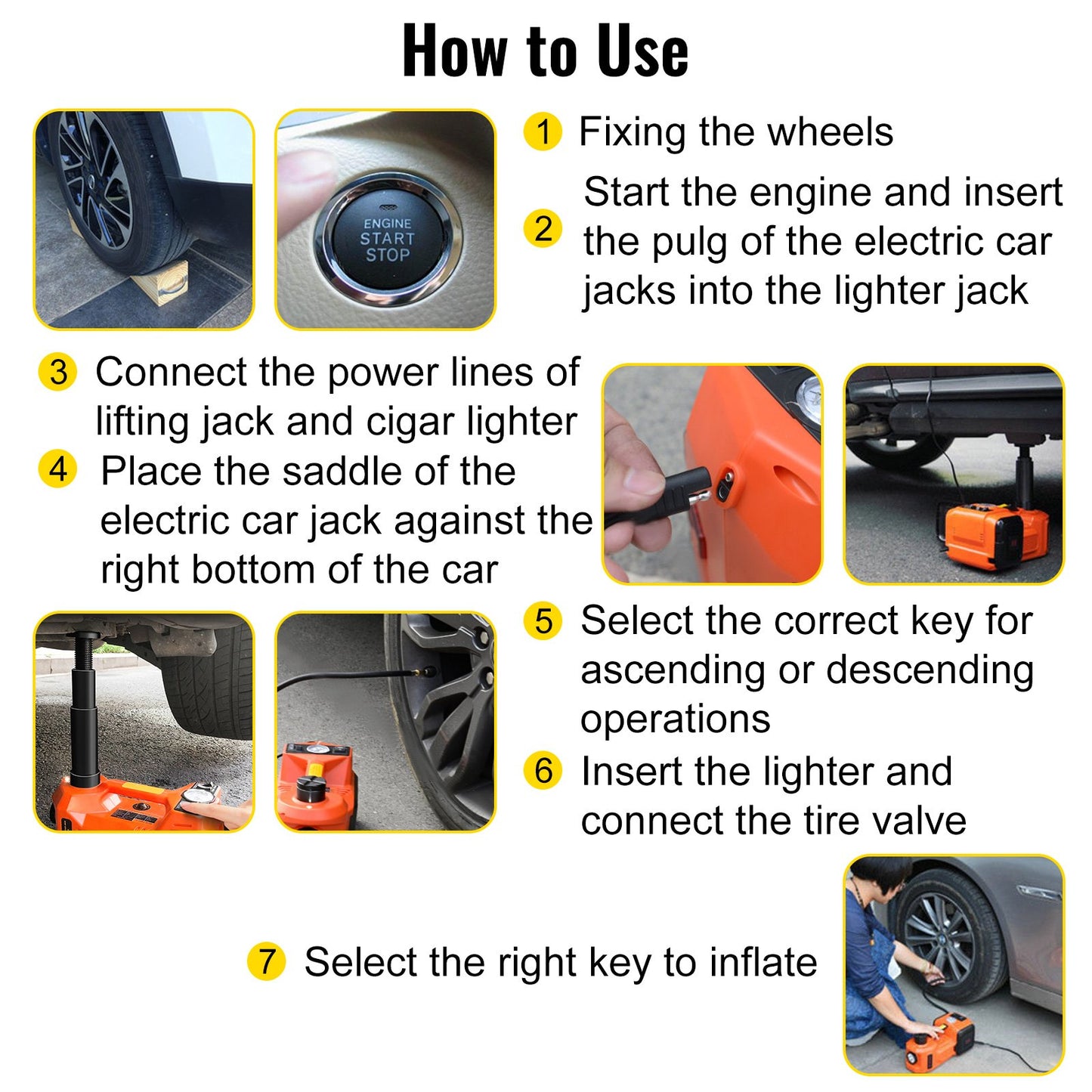 VEVOR Electric Jack, 5T Electric Car Jack, 12V DC 11023lb Scissor Jack, with LED