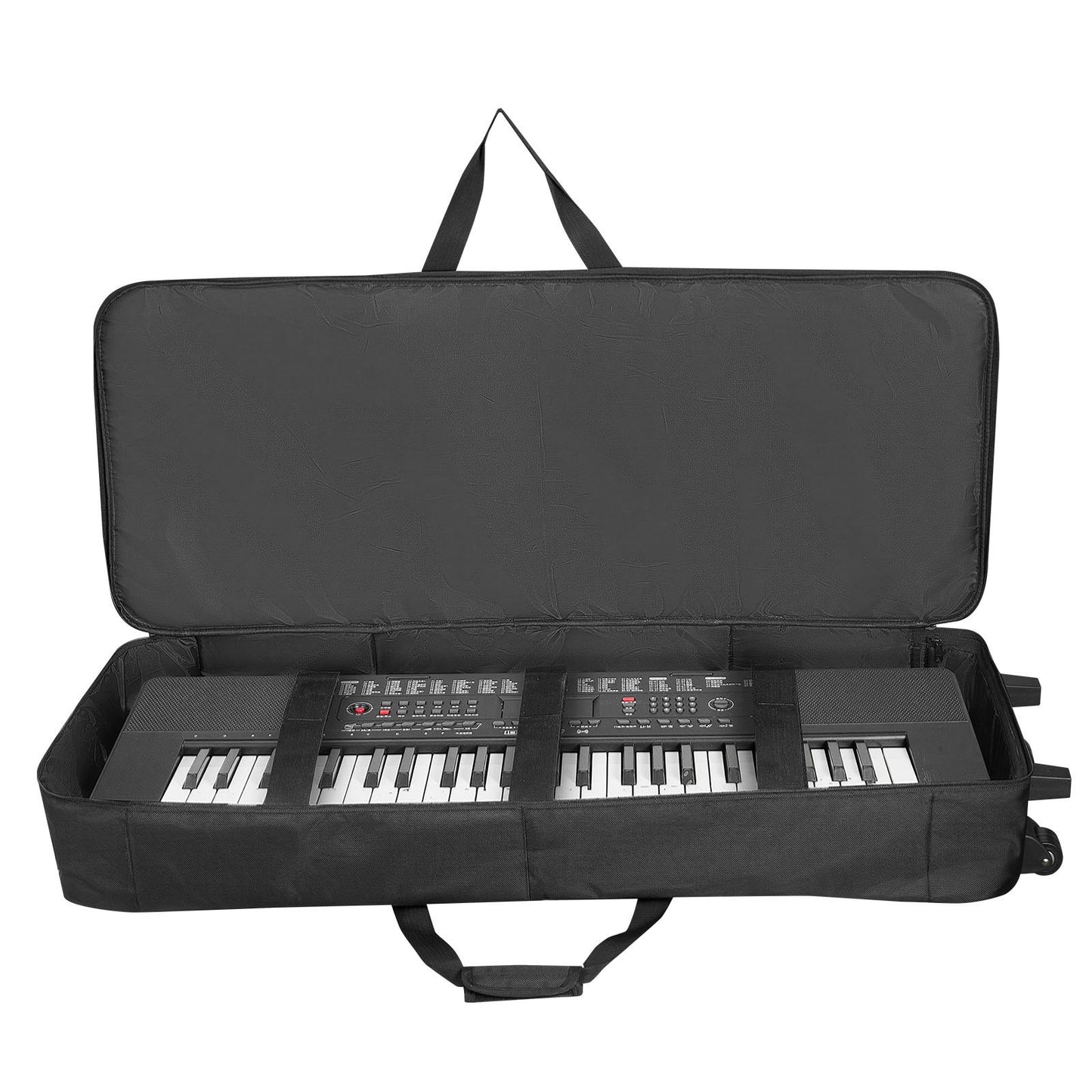 88 Key Keyboard Case, 1040 x 430 x 130 mm Interior, Padded Rolling Piano Case with Wheels, Sturdy Handle, 3-Pocket Storage, Gig Bag with Smooth Wheels, for 88 Note Keyboards and Electric Pianos