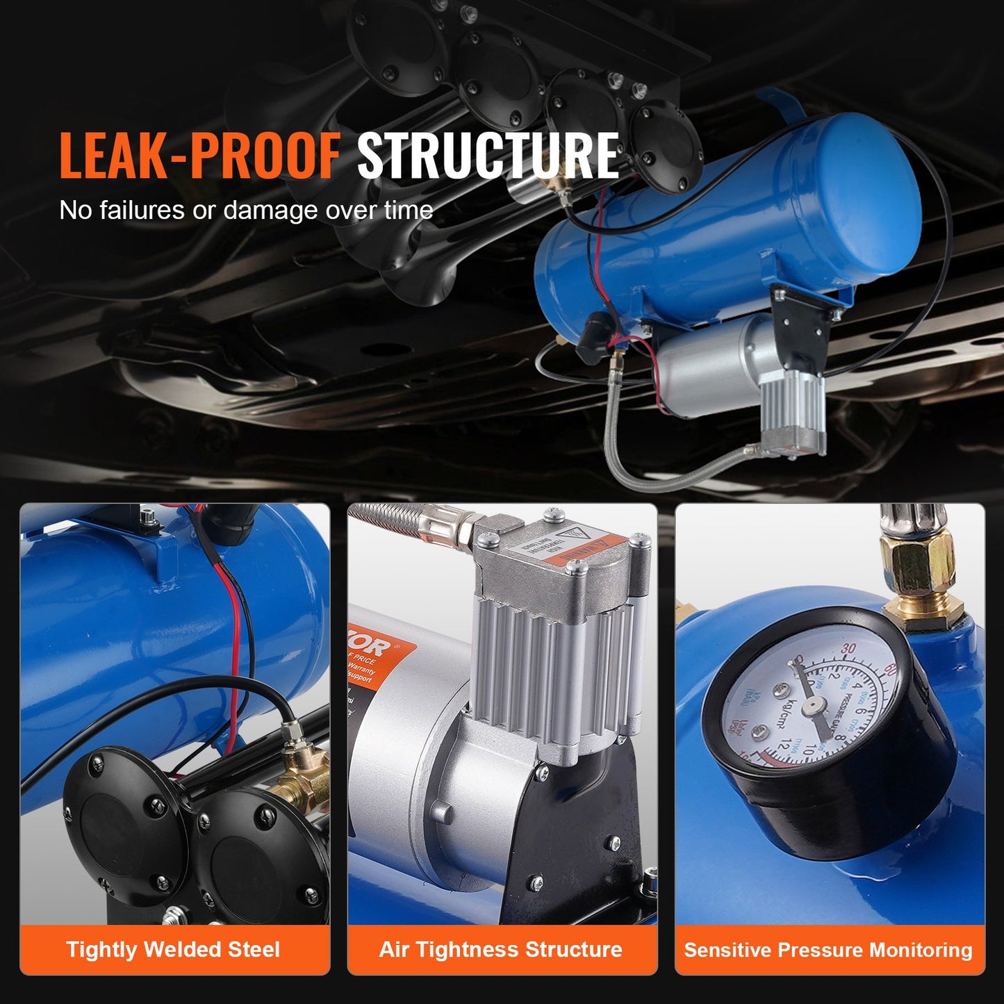 VEVOR 12V Air Compressor with Tank 1.6 Gallon/6 L, Train Horn Air Compressor, 120