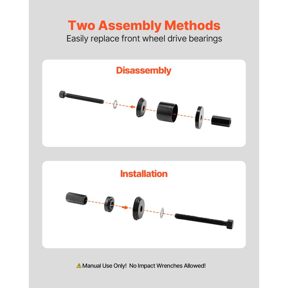 Wheel Bearing Press Kit, 23 PCS FWD Bearing Puller Tools, for Front Wheel Drive Bearing Removal and Installation, Wheel Bearing Tool with Sliding Screw, Bushings, Sleeve Plates, Storage Case