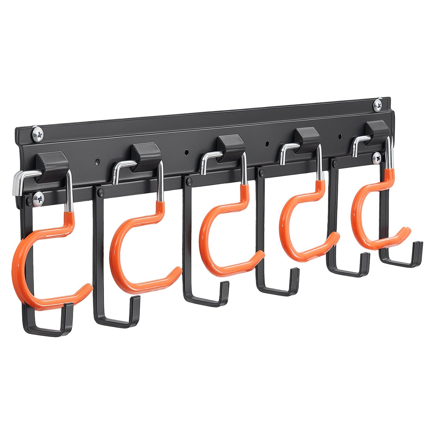 Garage Tool Organizer 1727.2 mm 204 kg Wall Mount Garden Tool Rack, Heavy Duty Hanging Storage Organization, 4 Rails with 24 Fixed L-Hooks, 20 Adjustable S-Hooks, for Yard Tools, Shovel, Shed