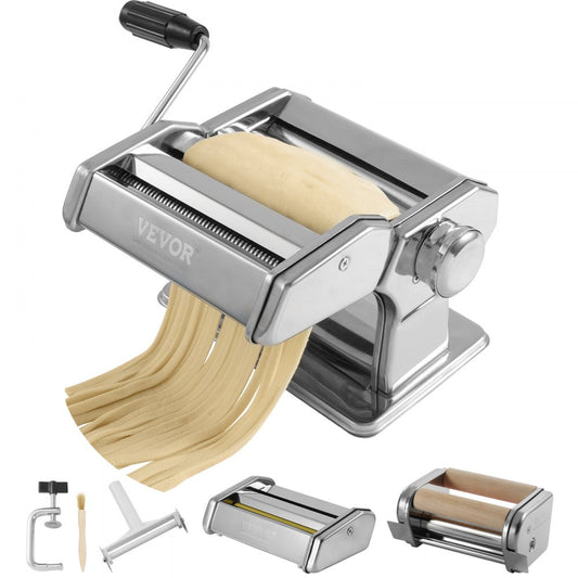 Pasta Maker Machine, 9 Adjustable Thickness Settings Noodles Maker, Stainless Steel Noodle Rollers and Cutter, Manual Hand Press, Pasta Making Kitchen Tool Kit, Perfect for Spaghetti Lasagna