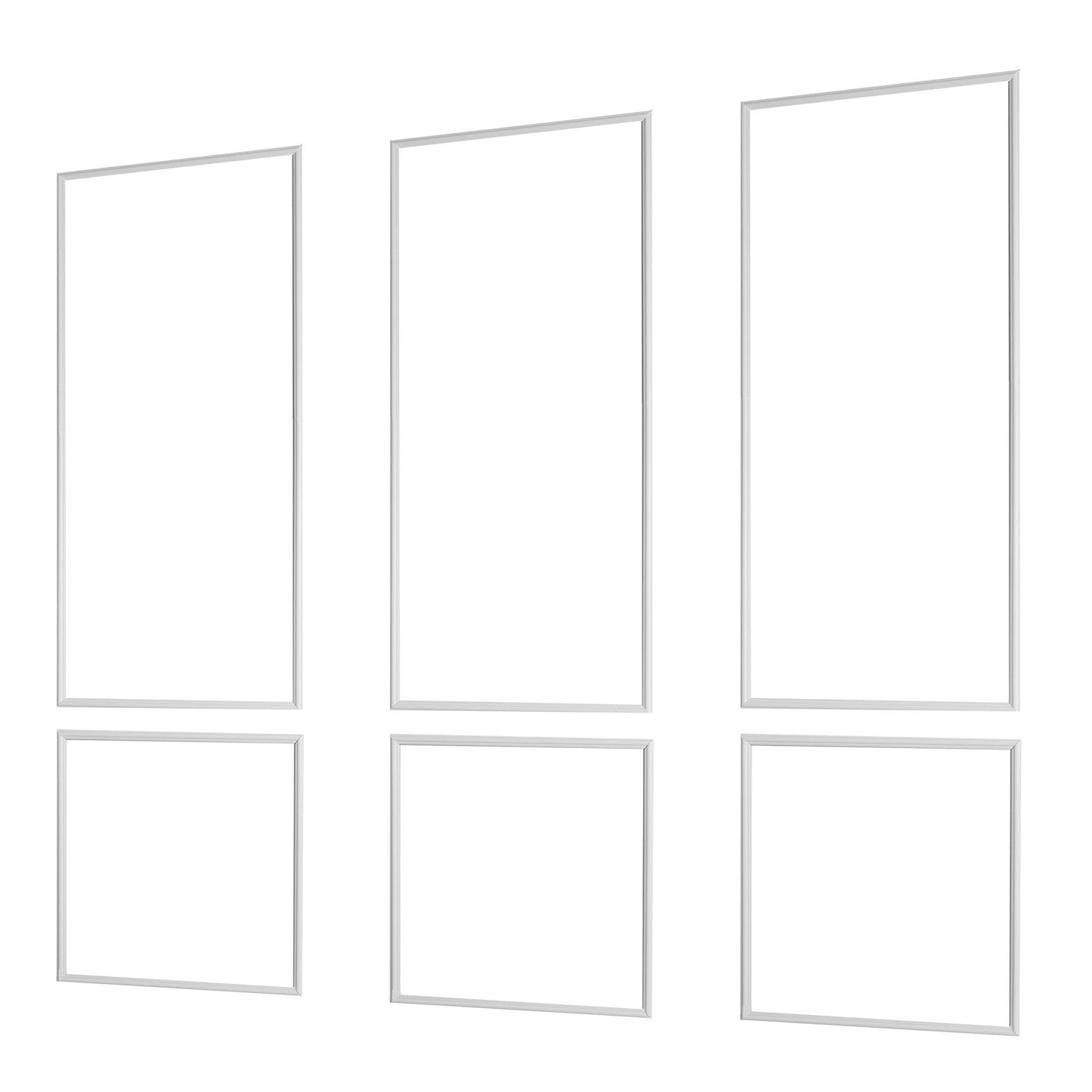 Wall Molding 3 Pack, Wainscoting Panels Kit, Lightweight Paintable Polystyrene, Easy to Install, Waterproof Accent Wall Trim for Interior Décor Living Room, Bedroom, White (61x137 + 61x61 cm)