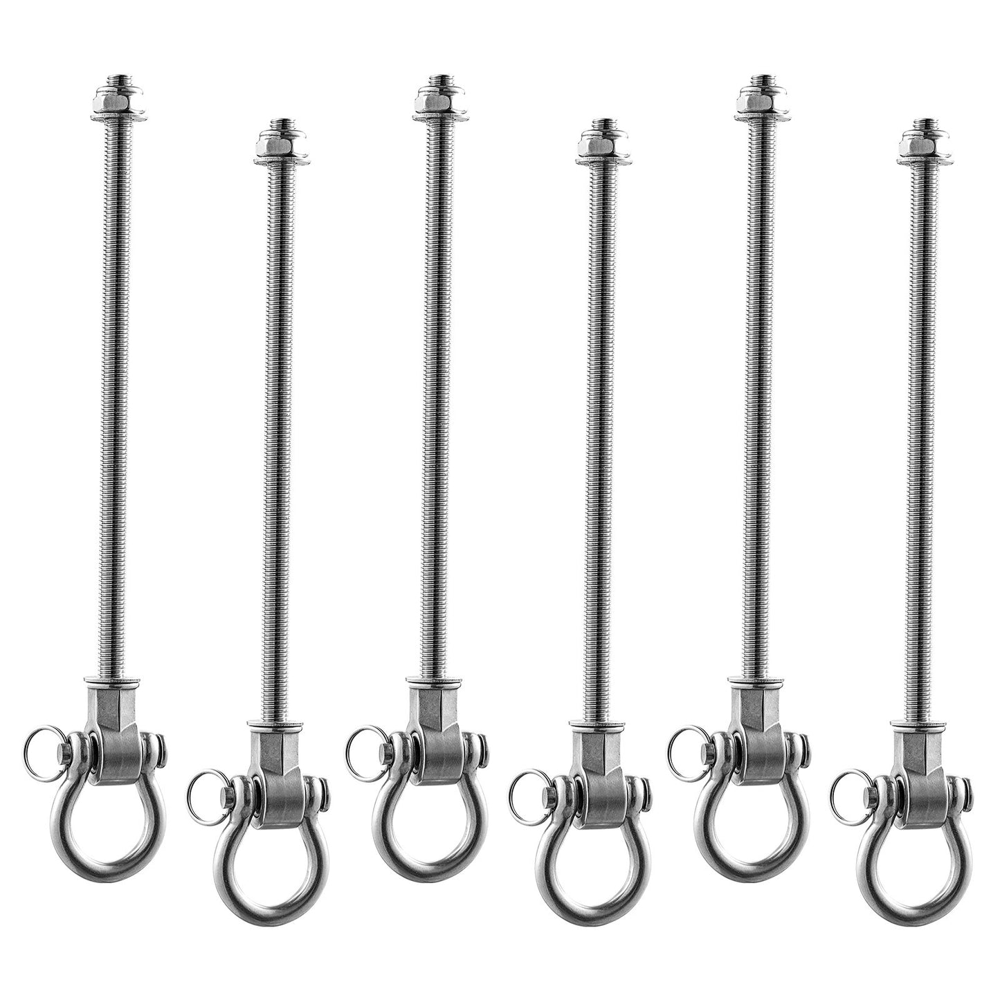 Swing Hangers, 6 Pack Heavy Duty Swing Brackets, 386 kg Each Load Capacity, Smooth Bearing, Stainless Steel Hangers, Ideal for Hammocks Playground Porch Yoga Boxing Bag Indoor Outdoor, Silver