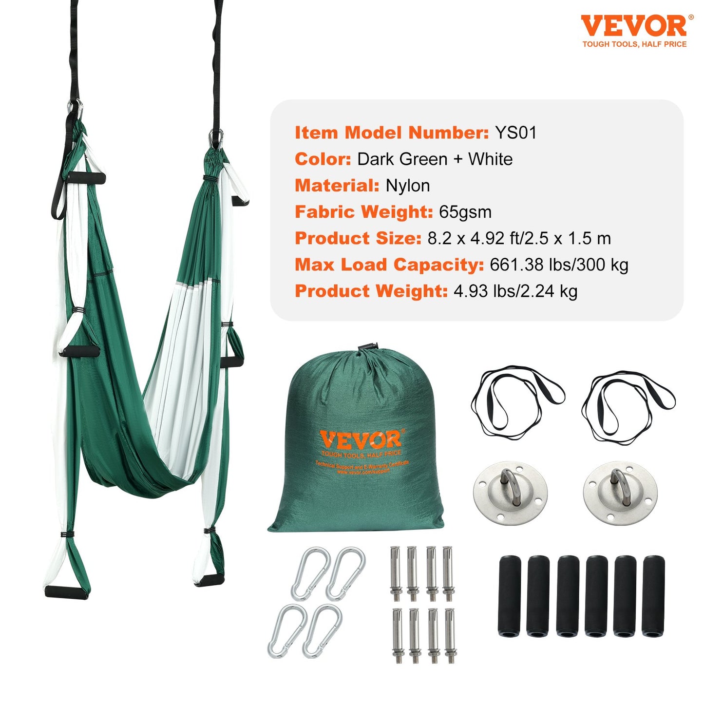 VEVOR Aerial Yoga Swing Set, 2.5 m Length Yoga Hammock Hanging Swing Aerial Sling
