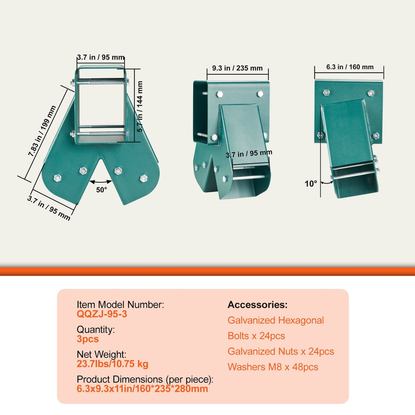 VEVOR A-Frame Middle Swing Set Brackets, Heavy Duty Carbon Steel Swing Set Hardware