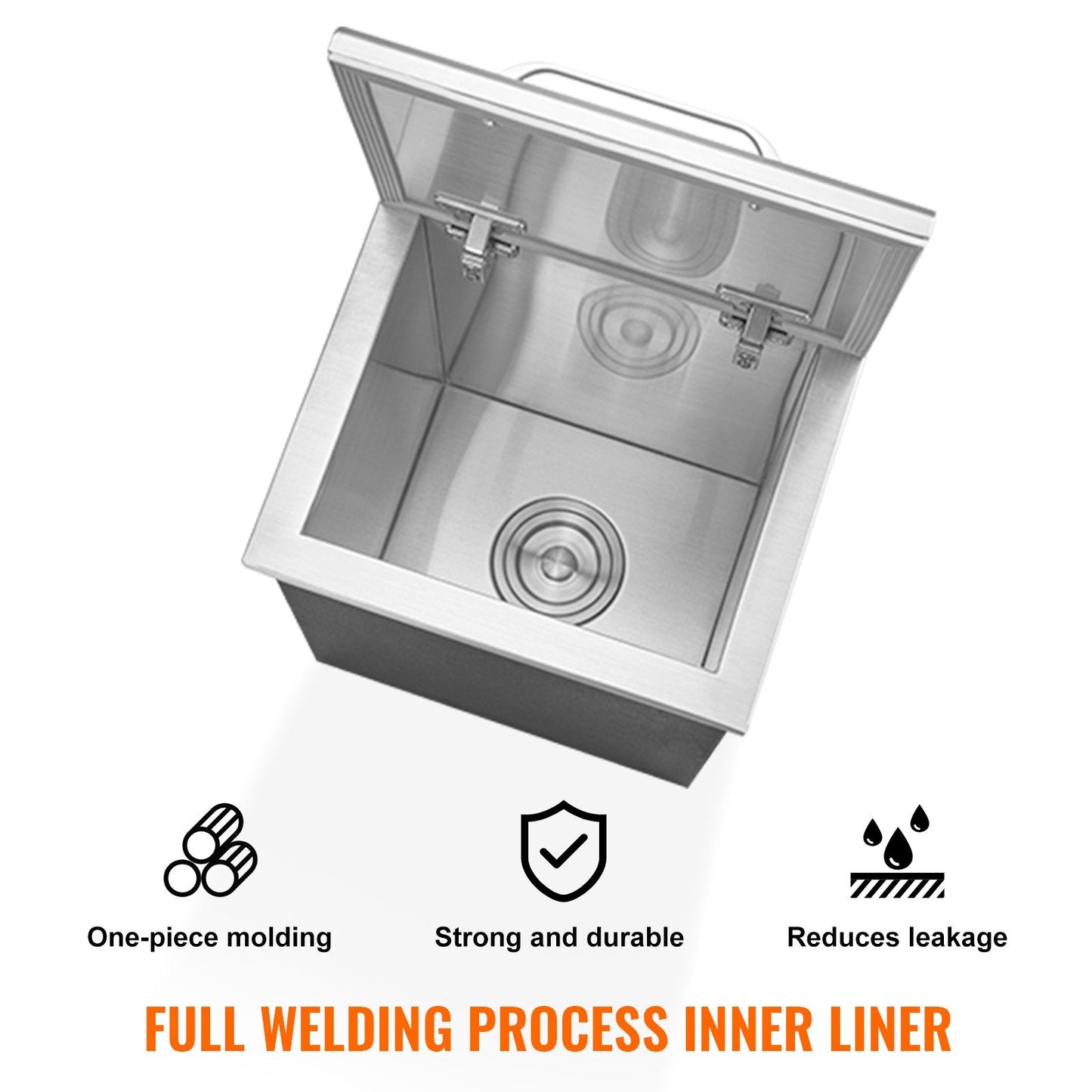 Stainless Steel Ice Bin 14x12x18cm for Outdoor Kitchens - 28.5L Capacity