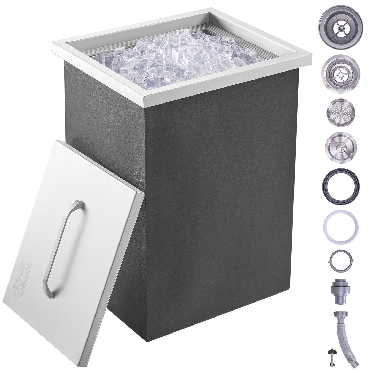 VEVOR Drop in Ice Chest, 14"L x 12"W x 18"H Stainless Steel Ice Cooler, Commercial