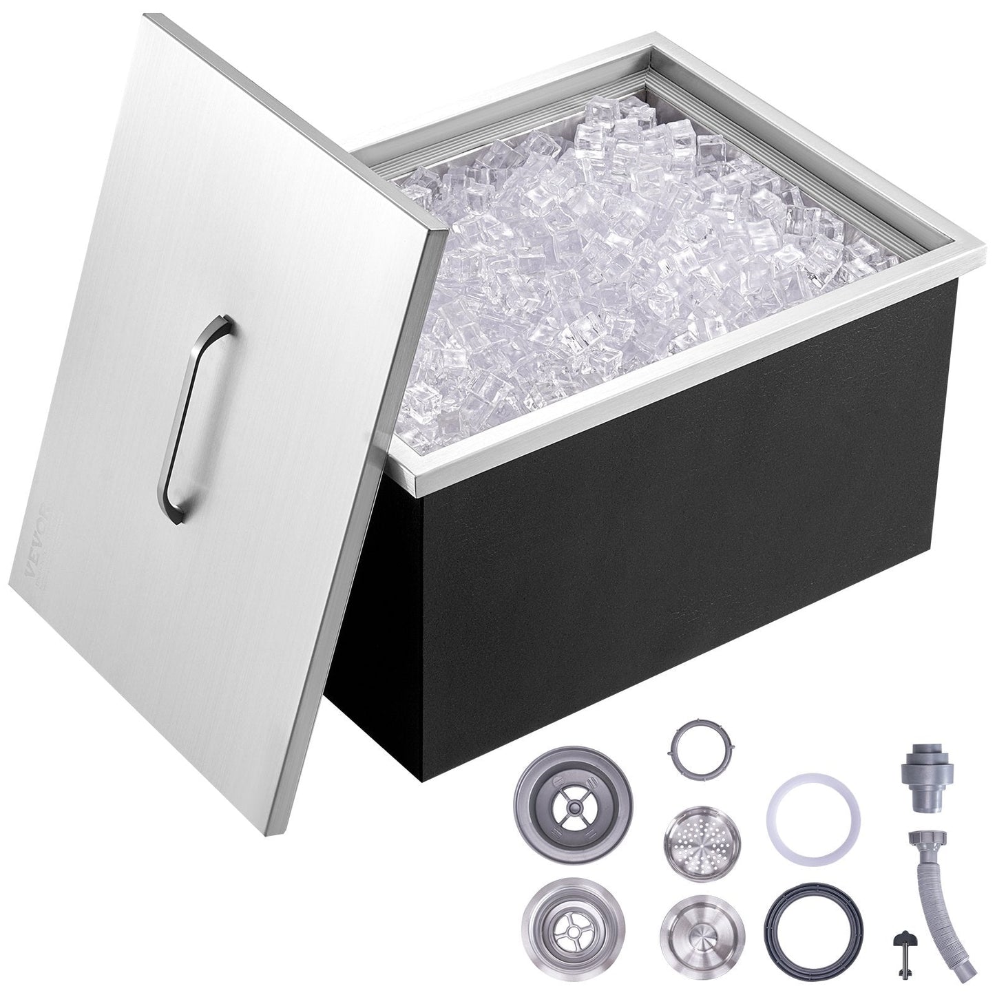 Stainless Steel Drop-In Ice Chest 0.5m x 0.35m x 0.3m for Outdoor Kitchens