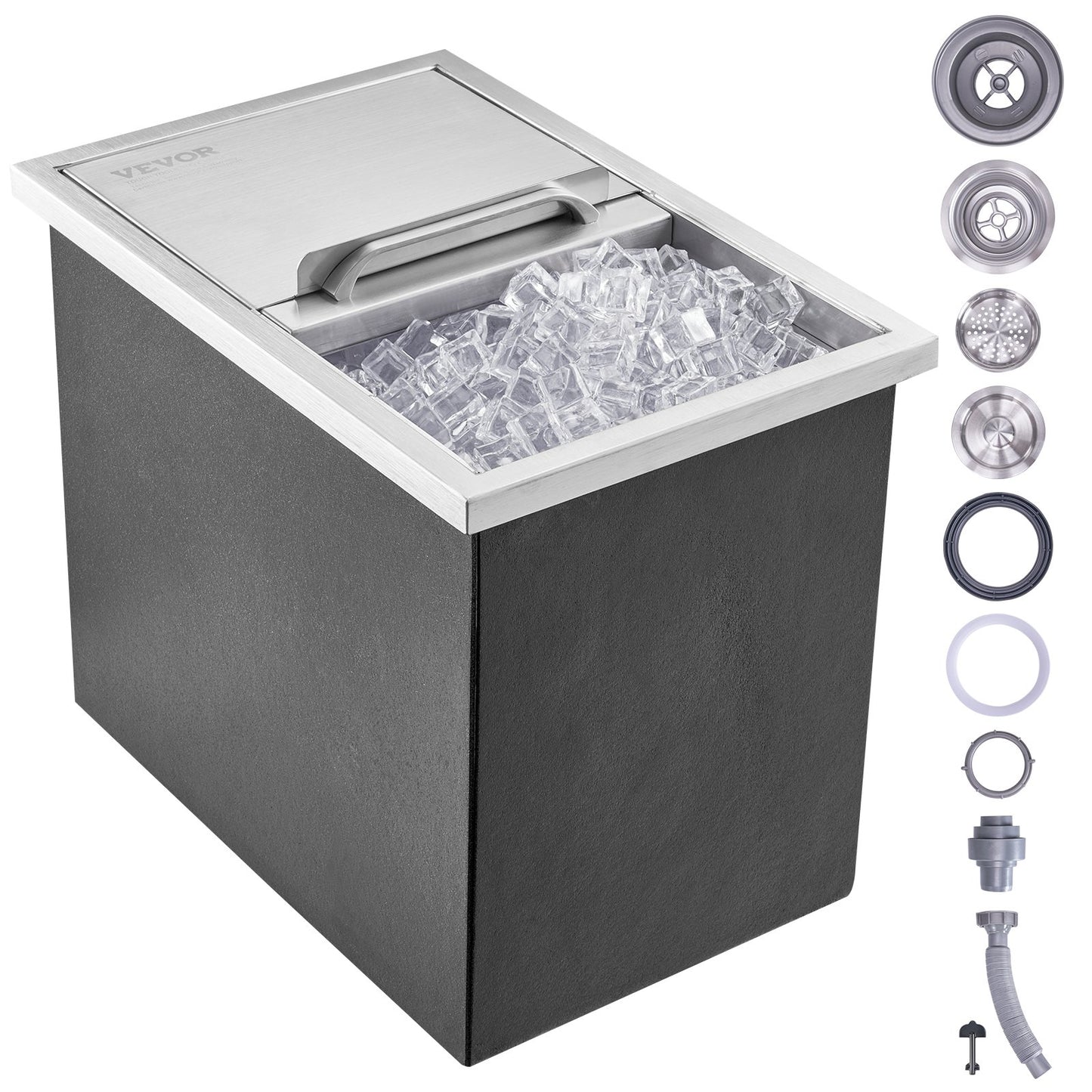 VEVOR Drop in Ice Chest, 18"L x 12"W x 14.5"H Stainless Steel Ice Cooler, Commercial