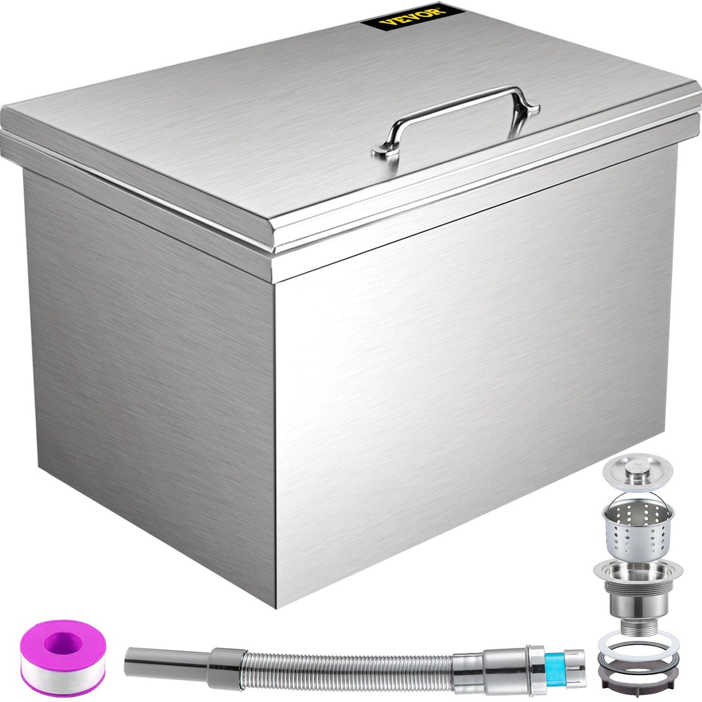 Stainless Steel Drop-In Ice Chest with Hinged Lid, 0.84 m, 22.7 kg Capacity