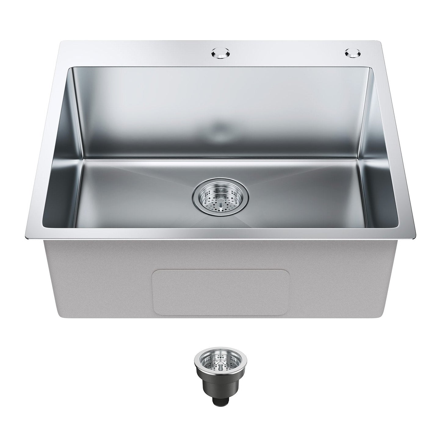 Stainless Steel Top Mount Sink, 0.63m x 0.56m, Single Bowl with Accessories (2-Pack)