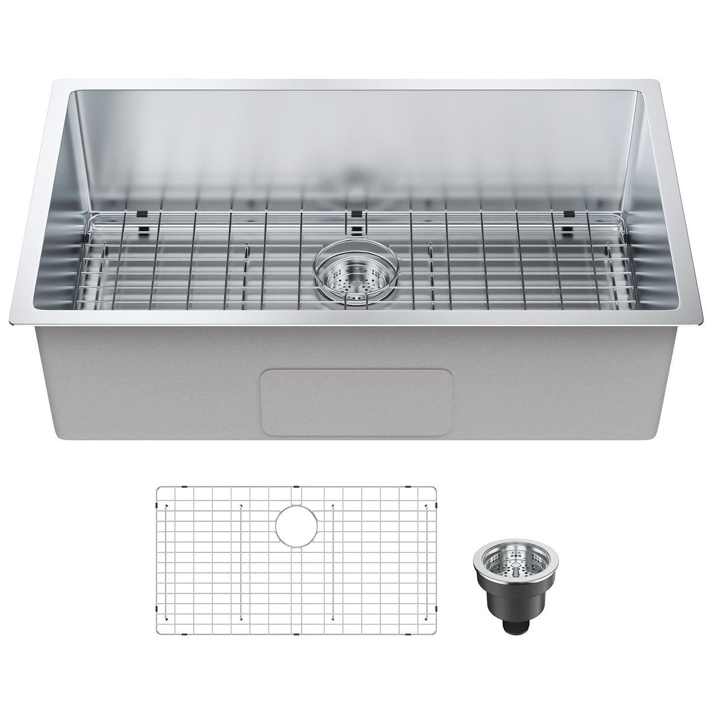 Stainless Steel Undermount Kitchen Sink with Accessories, 0.8m x 0.5m Basin