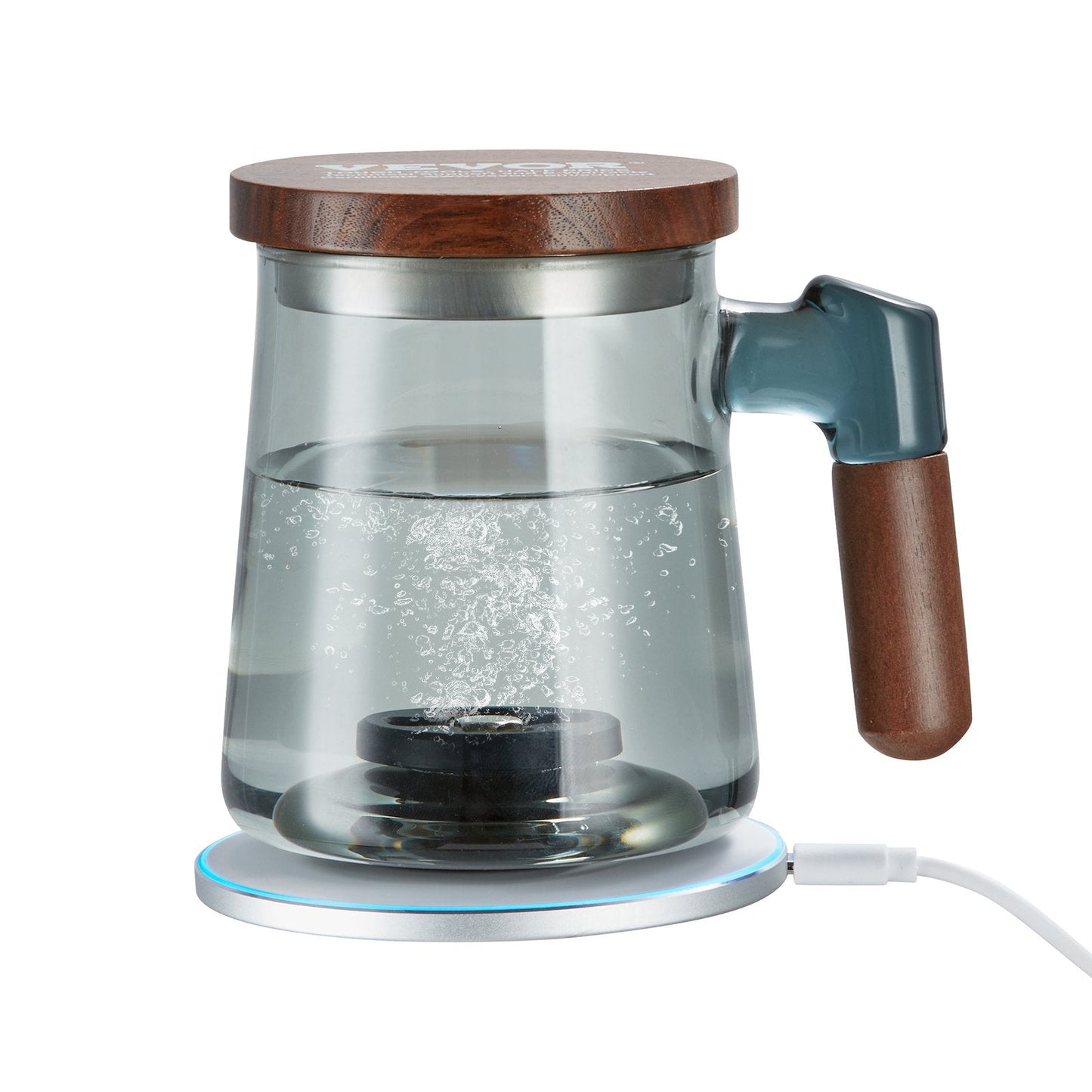 Portable Hydrogen Water Generator with Wireless Charging, 400 ml Glass Cup