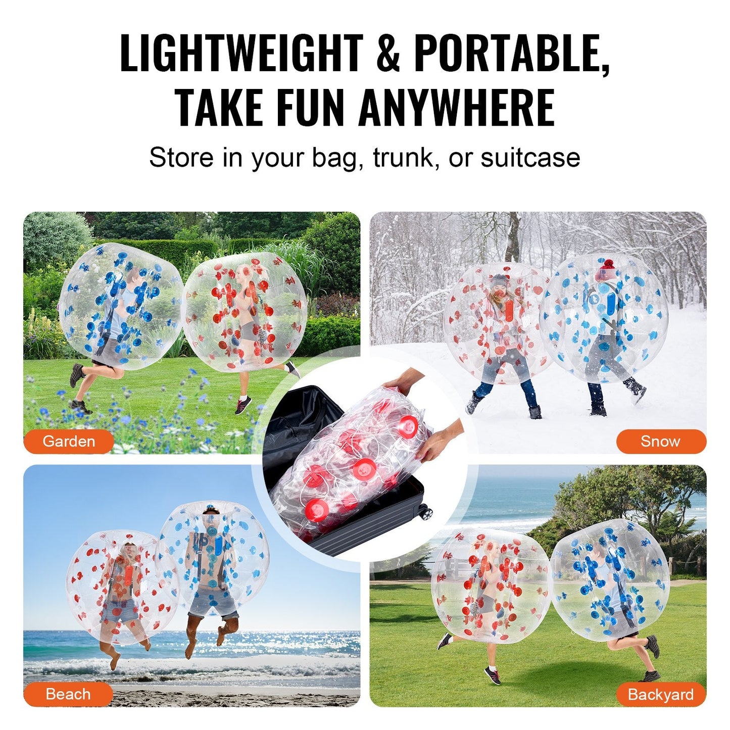 Inflatable Bumper Balls 2-Pack, 1.2m Sumo Zorb for Teens & Adults, Outdoor Fun