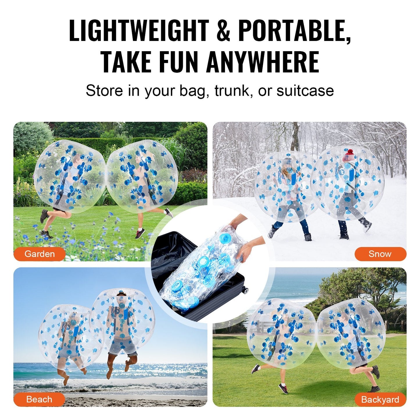 Inflatable 1.2M Bumper Ball for Teens & Adults - Outdoor Fun & Easy Storage