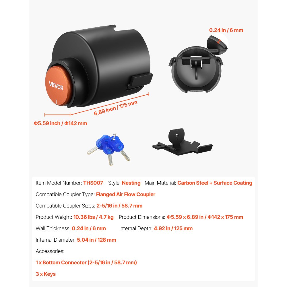 Trailer Coupler Lock Fits 58.6 mm Couplers Heavy Duty Tow Hitch lock