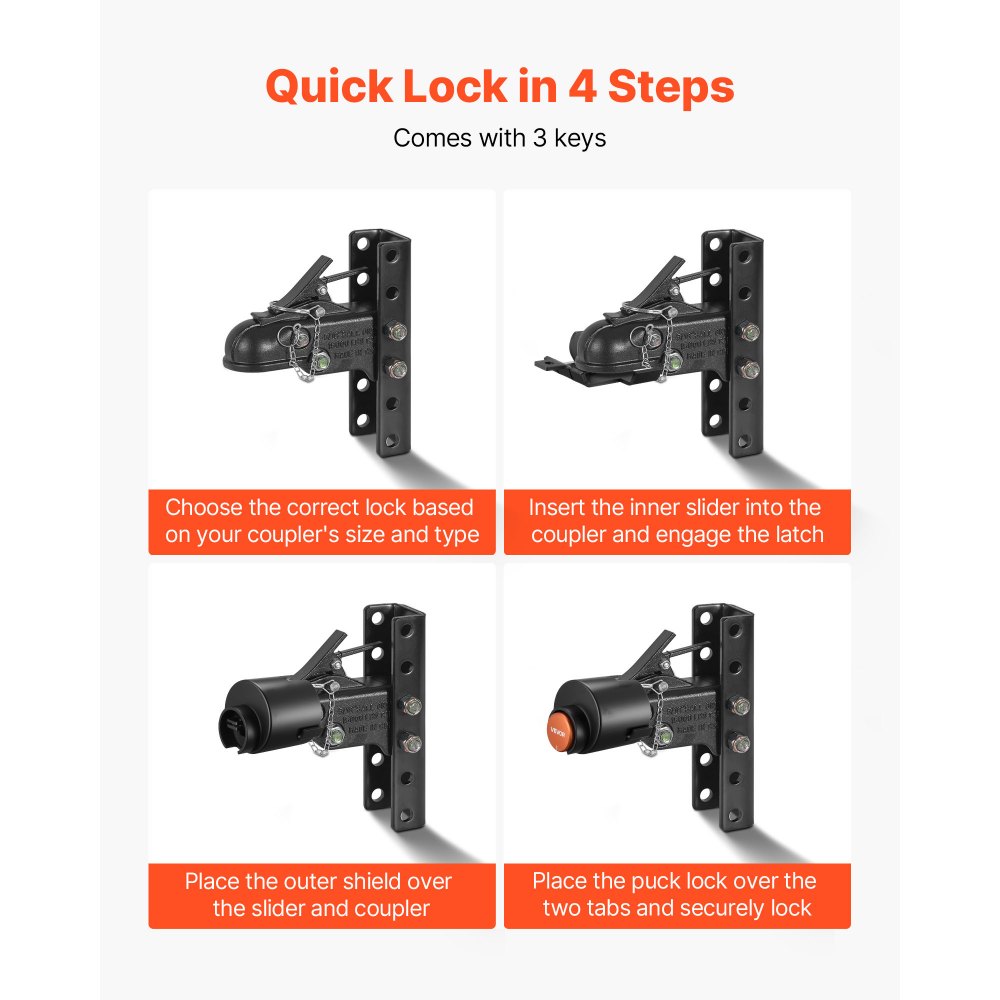 Trailer Coupler Lock Fits 58.6 mm Couplers Heavy Duty Trailer Lock