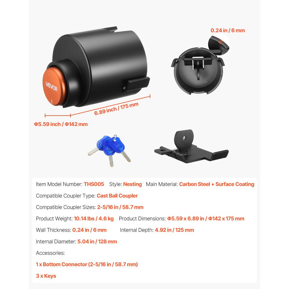 Trailer Coupler Lock Fits 58.6 mm Couplers Heavy Duty Trailer Lock
