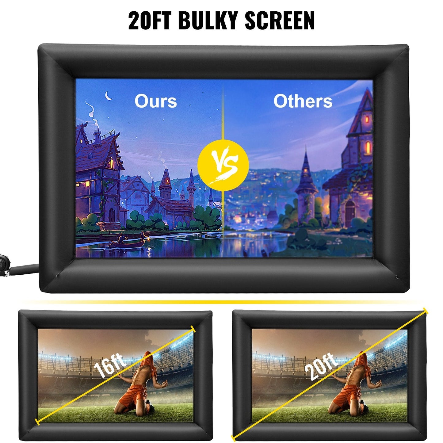 6x4m Inflatable Outdoor Movie Screen with Blower, Dual Projection Capability