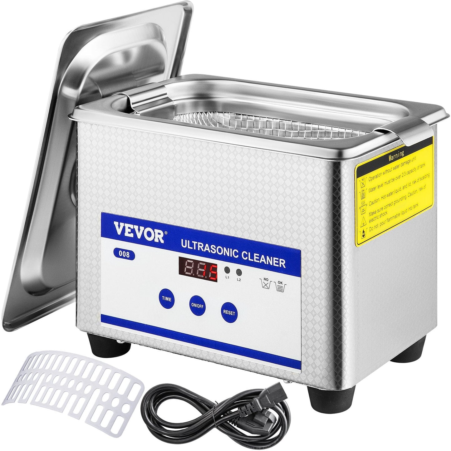 0.8L Stainless Steel Ultrasonic Cleaner with Timer for Jewelry & Small Parts