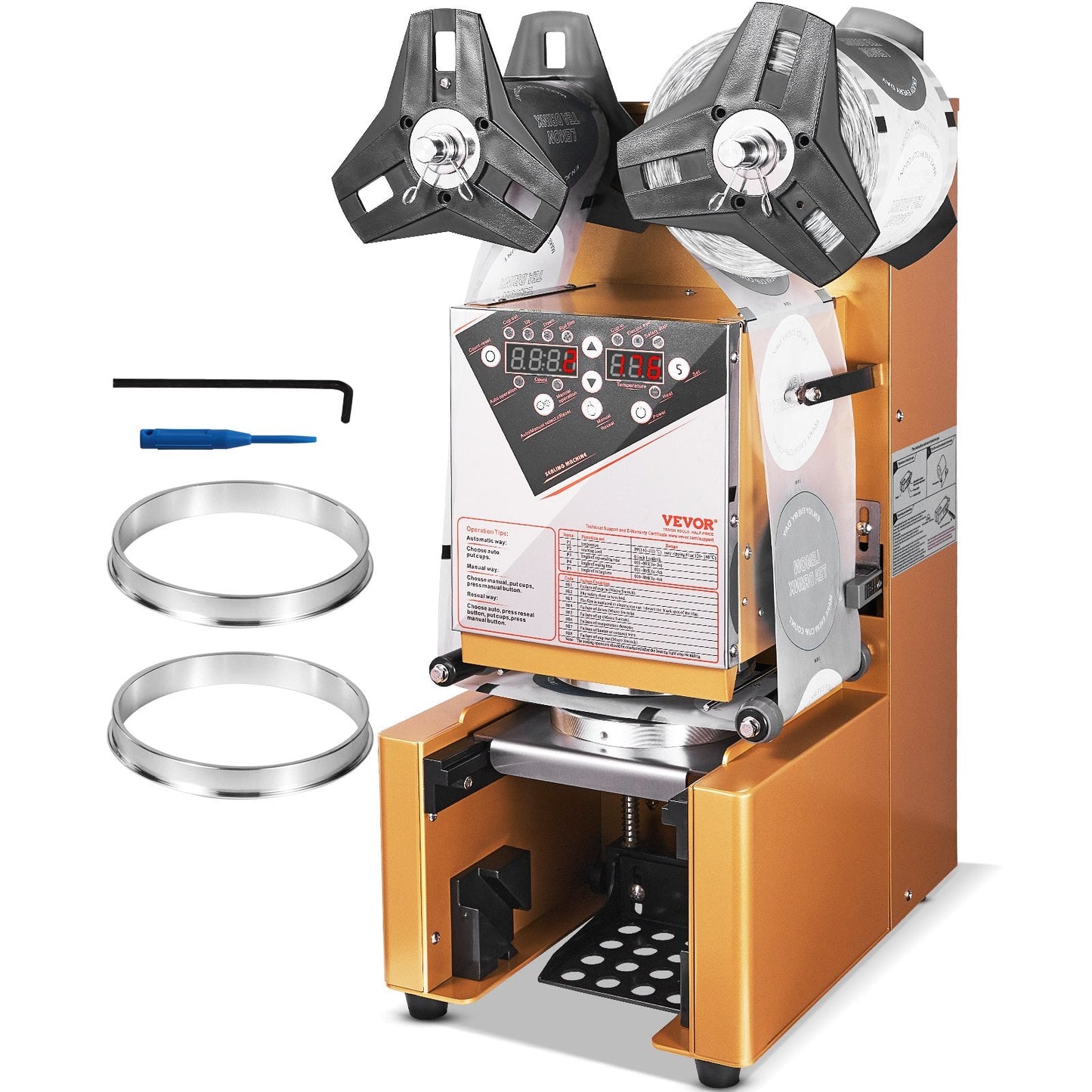 Automatic Cup Sealer, 500-650 Cups/H, for 0.19 m Tall Cups, Digital Control