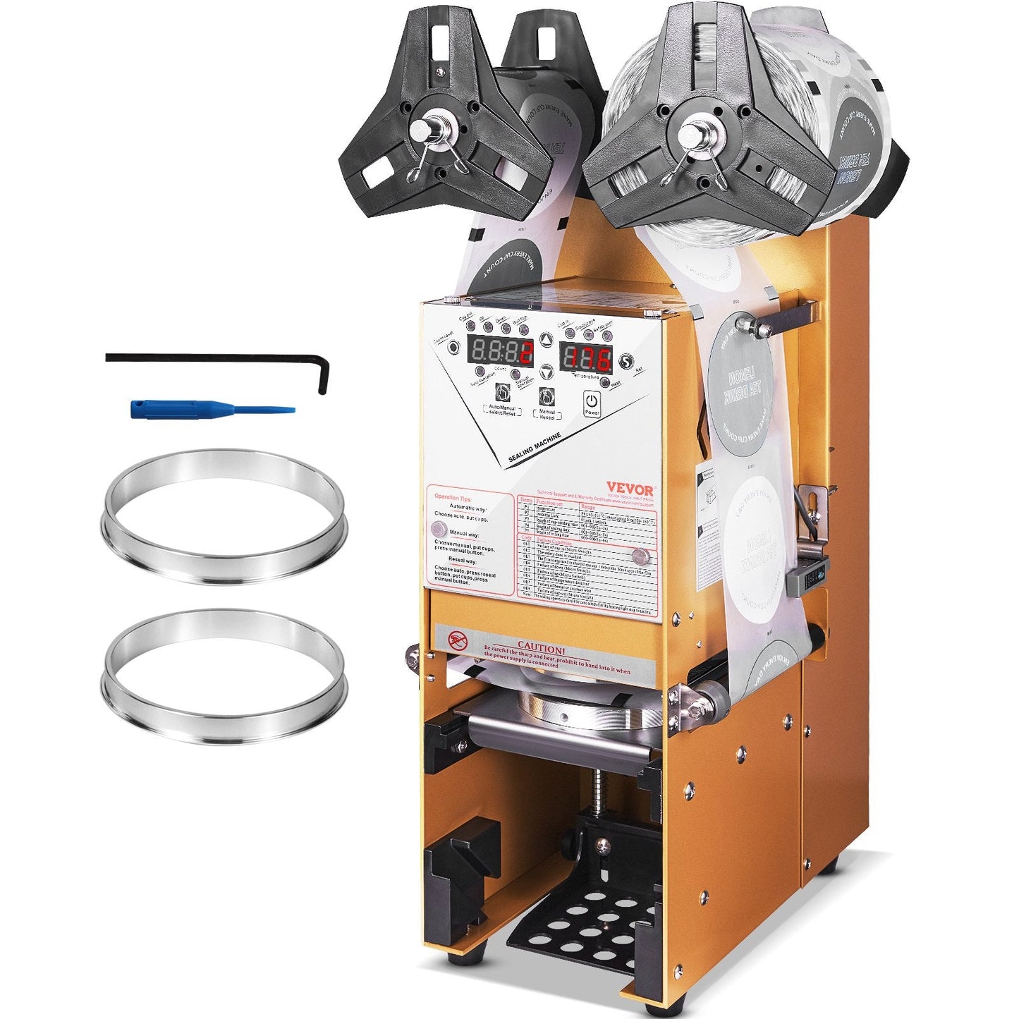 Automatic Cup Sealing Machine, 500-650 Cups/H, Fits 0.18m Tall & 90/95mm Cups