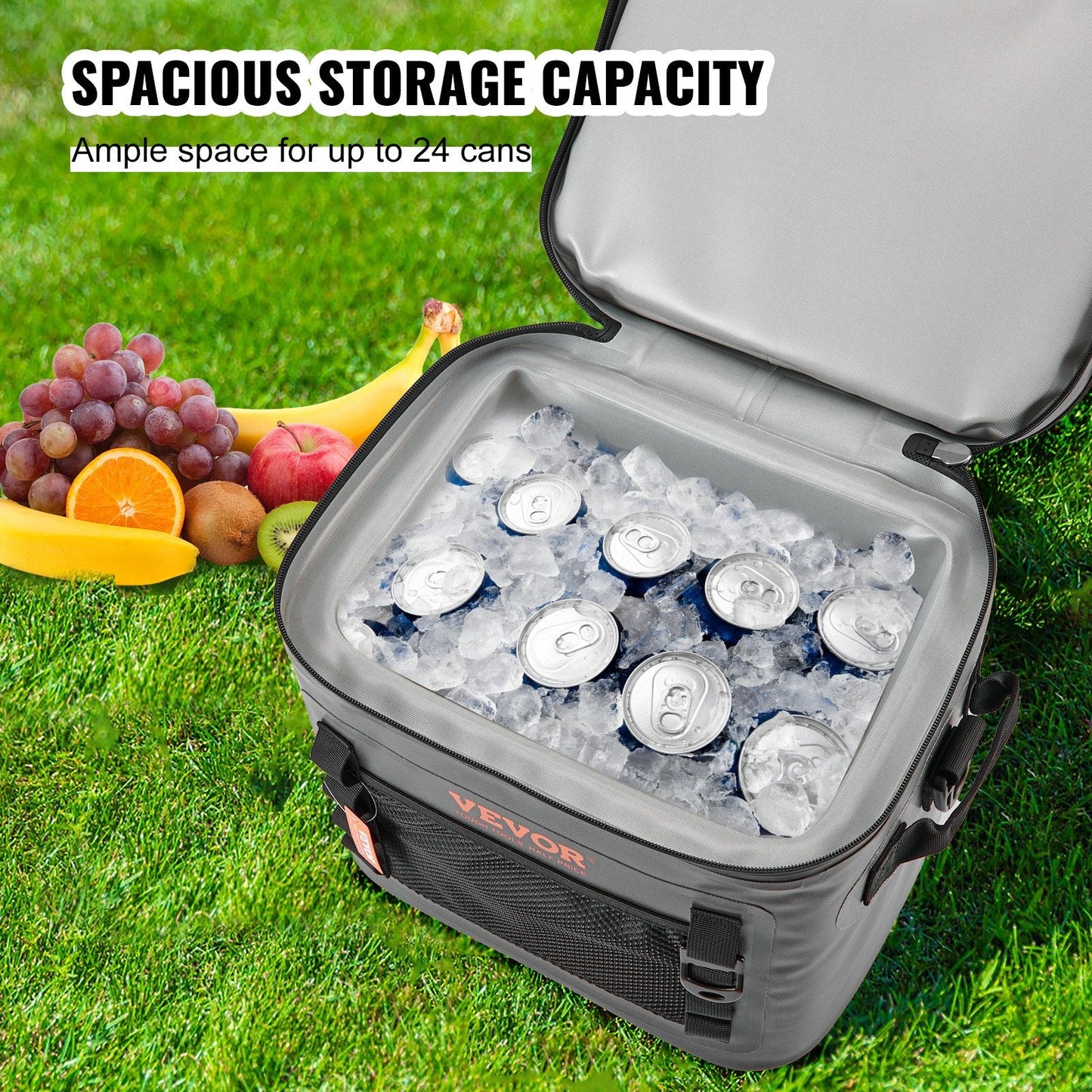 Waterproof Soft Cooler Bag, 24-Can Capacity, Insulated for Outdoor Activities
