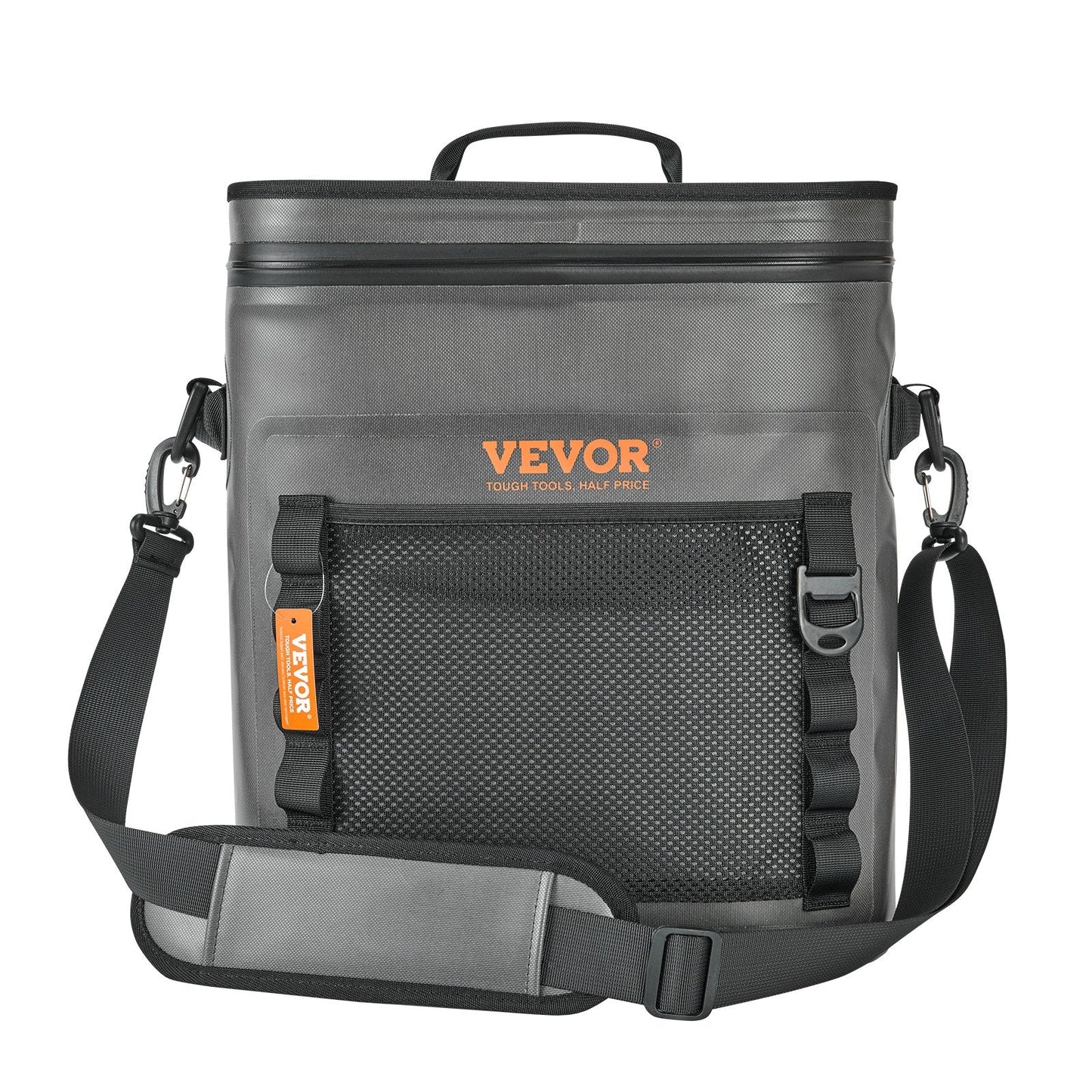 Waterproof 30-Can Soft Cooler Bag with Zipper for Outdoor Activities, Dark Gray