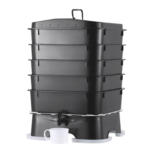 VEVOR 5-Tray Worm Composter, 44 QT/50 L Worm Compost Bin Outdoor and Indoor, Sustainable
